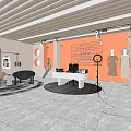 Modern Open Plan Public Office Space With Ergonomic Workstations And Pendant Lights 3d model