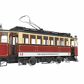 Vintage Red Tram Car With Number 49 And Classic Trolley System Design