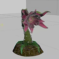 Vibrant Pink Flower With Spotted Center And Green Stem On Root Base