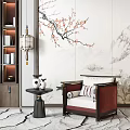 New Chinese Style Single Sofa Single Sofa Combination 3d model