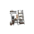 Stylish Bathroom Accessories Storage With Shelves Towels Bottles And Decorative Plants