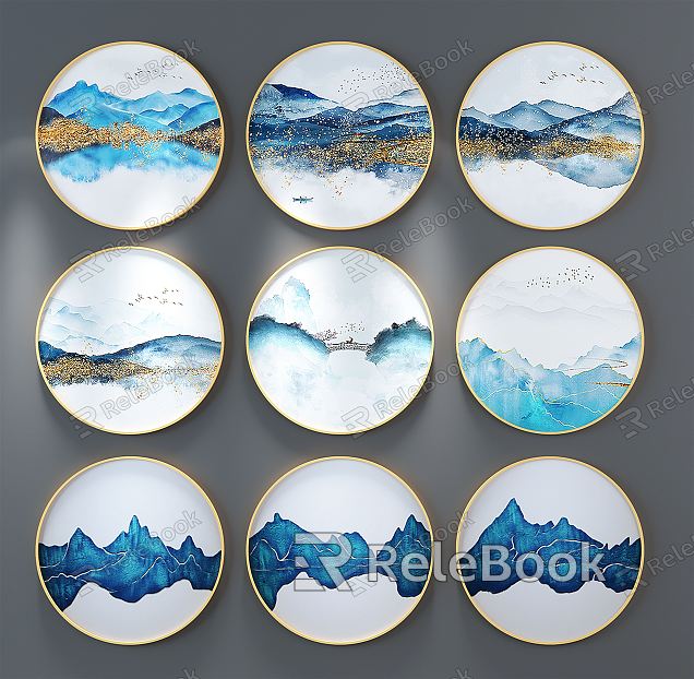 New Chinese Style Round Frame Painting Round Hanging Painting model