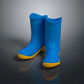 Stylish Blue Waterproof Rain Boots With Yellow Rubber Soles For Daily Wear