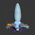 Game And Movie Character Stylish Cartoon Cat With Pink Ears Blue Coat Yellow Baseball Bat