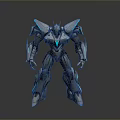 Sci Fi Mechanical Robot With Gray Armor Blue Glowing Lines And Complex Structure