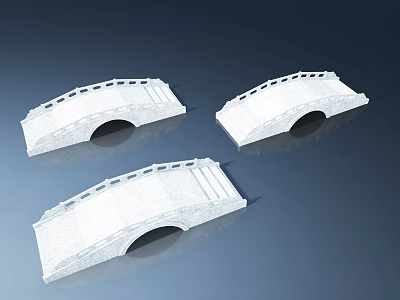 Three White Stone Arch Bridges With Gray Gradient Background Design 3d model