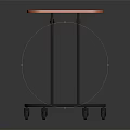 Small Mobile Table With Orange Tabletop Metal Frame And Rolling Wheels