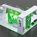 Modern Green And White Exhibition Reception Desk With Company Logo And Display Area