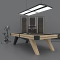 Indoor Sports Equipment Setup With Pool Table Exercise Bike And Dumbbell Rack