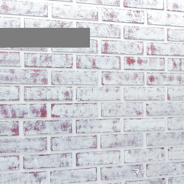 White and Red Distressed Brick Wall with Rustic Vintage Texture Design 3d model