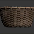 Handwoven Brown Storage Basket With Natural Woven Edges And Round Shape