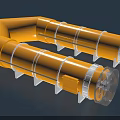 Industrial Equipment Orange Tubular Design Featuring White Rings And Metal Supports