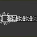 White Metal Grid Sculpture With Slanted Elongated Frame And Wider Top On Dark Reflective Background