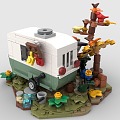 LEGO Toy Building Blocks Camper Trailer RV Campground 3d model