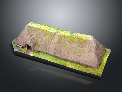 Traditional Thatched House Model with Grass Covered Roof and Wooden Base 3d model