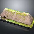 Traditional Thatched House Model with Grass Covered Roof and Wooden Base