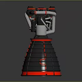 Engine With Red Top Components Black Layered Casing And Wrapped White Pipes 3d model