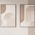 Modern Abstract Paintings With Geometric Lines Beige Brown Two Panel Wall Decor