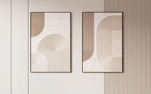 Silent Cream Wind Texture Advanced Hanging Painting 3d model