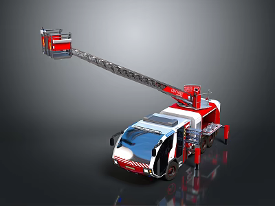 Red White Fire Rescue Utility Vehicle Equipped With Extendable Ladder For Emergency Rescue 3d model
