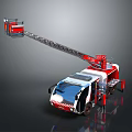 Red White Fire Rescue Utility Vehicle Equipped With Extendable Ladder For Emergency Rescue