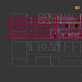 Two Story Restaurant Interior With Wing Shaped Lighting Concrete Walls Red Brick Accents And Tables