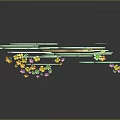 Cartoon Tree With Green Cloud Like Leaves Yellow Trunk And Small Flowers At The Bottom