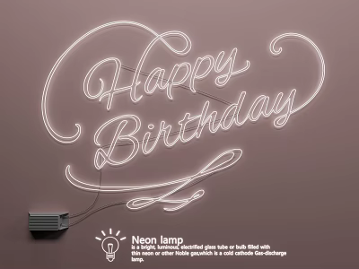 Happy Birthday Neon Lighting Combination With USB Powered And Color Changing 3d model