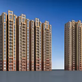 Modern Multiple High Rise Residential Buildings Exterior With Blue Sky Background