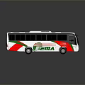 Modern City Bus With White Body Green Red Stripes Large Windows And ZEMIA Logo