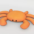 Adorable Orange Soft Plush Crab Doll With Multiple Legs And Claws 3d model