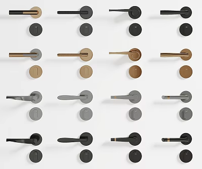 Modern Stylish Door Handles in Various Colors and Designs for Home Use 3d model
