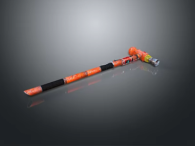 Orange And Black Patterned Walking Cane With Comfortable Handle And Stable Tip 3d model