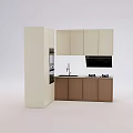 Modern Kitchen With Beige And Brown Cabinets Countertop Sink And Stove Hood