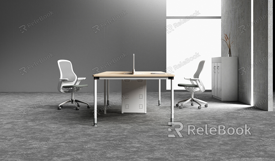 Modern Office Desk and Chair Office Staff Desk model