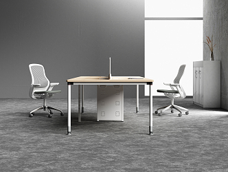 Modern Office Desk and Chair Office Staff Desk 3d model