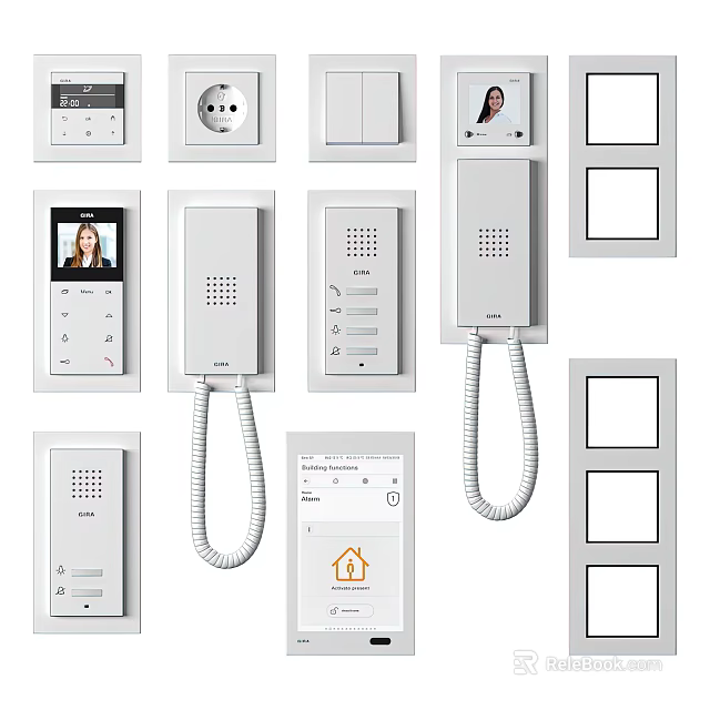 Different Modern Doorbell Designs With Video Screen And Call Functions 3d model 