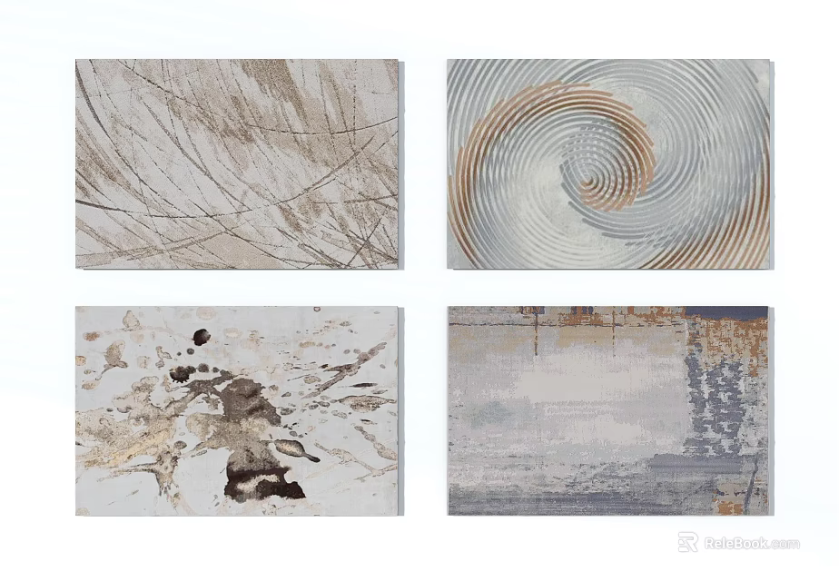 Square Rugs with Abstract Patterns and Textured Designs for Modern Home Decor 3d model