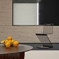 Modern Living Room Interior With Sofa Rug Coffee Table Bar Counter And Stone Wall