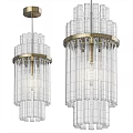 Modern Pendant Lights With Transparent Glass Tubes And Golden Metal Frame