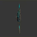 Fantasy Blue Glowing Weapon Set With Golden Decorations Chains And Spikes