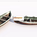 Two Vintage Wooden Boats With Weathered Wood Planks And Classic Hull Design