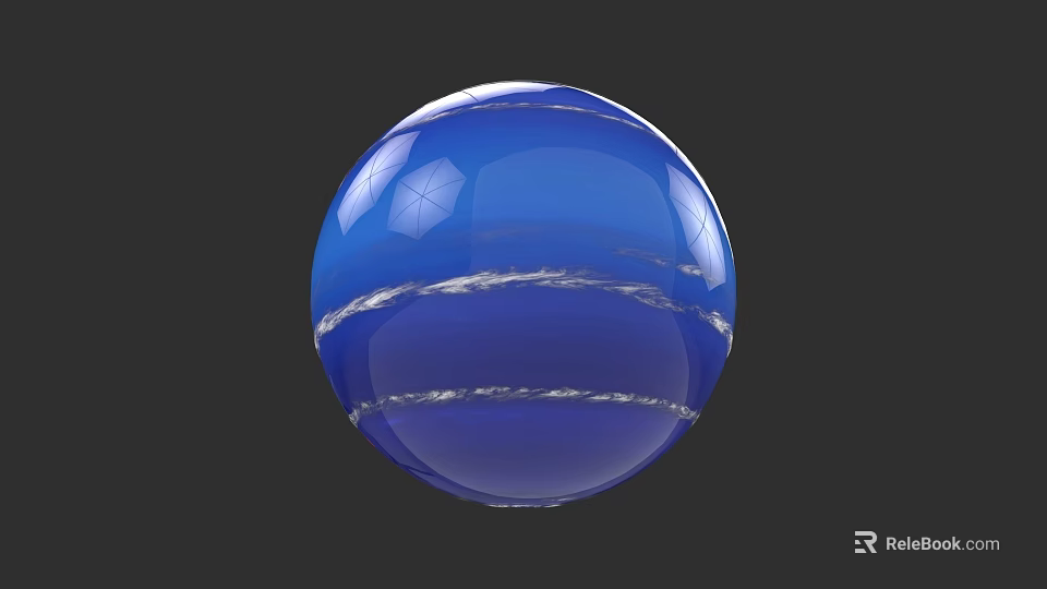 Blue Planetary Sphere With Surface Stripes In Cosmic Space Exploration 3d model 