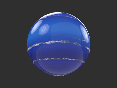 Blue Planetary Sphere With Surface Stripes In Cosmic Space Exploration 3d model