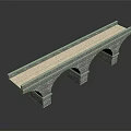 Detailed 3D Model of Stone Arch Bridge With Three Arches and Textured Surface