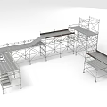 Metal Scaffolding Structure With Multiple Platforms And Frames For Construction Use