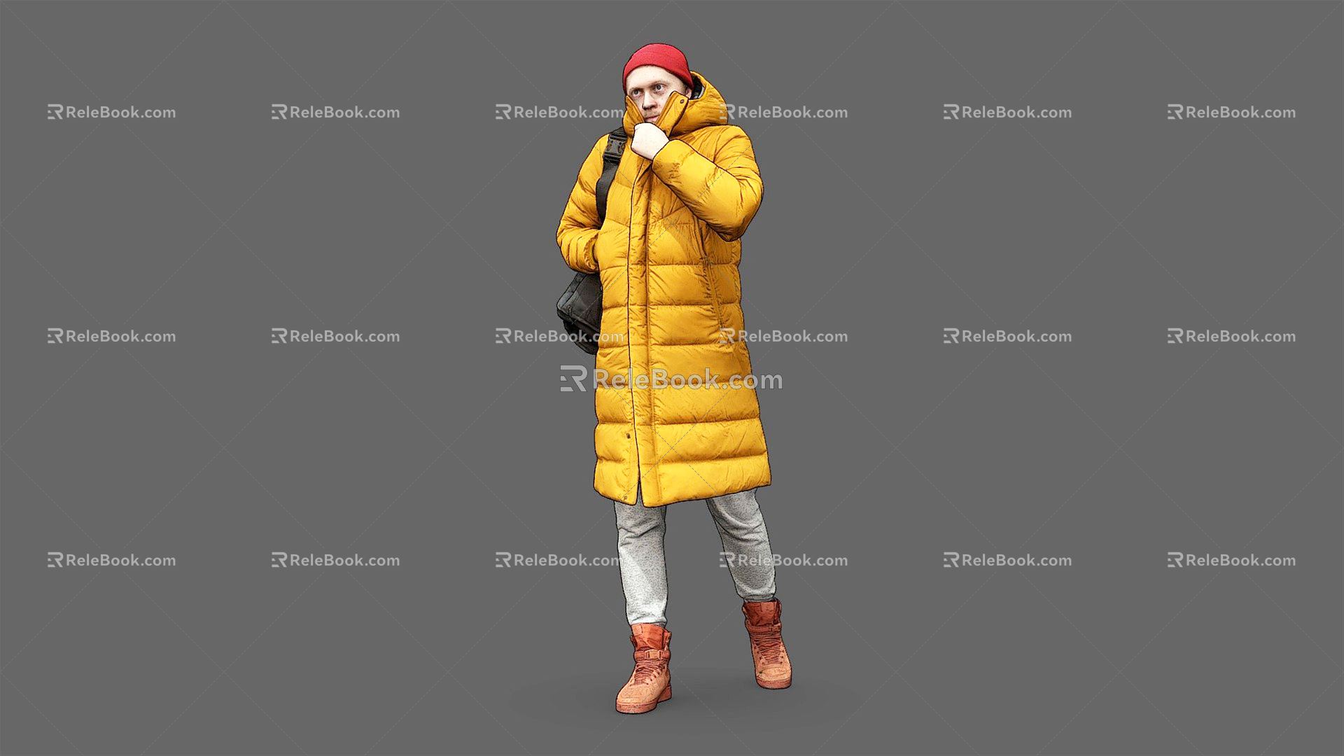 Modern men wearing yellow down jacket boys wearing yellow buckle down jacket men model