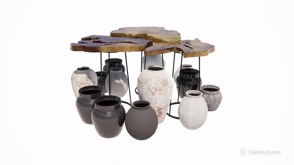 Artistic Ceramic Vessels Featuring Various Colors Textures And Unique Shapes For Home Decor 3d model 