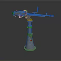 Mounted Machine Gun Weapon With Pedestal Base Metal Structure And Sight