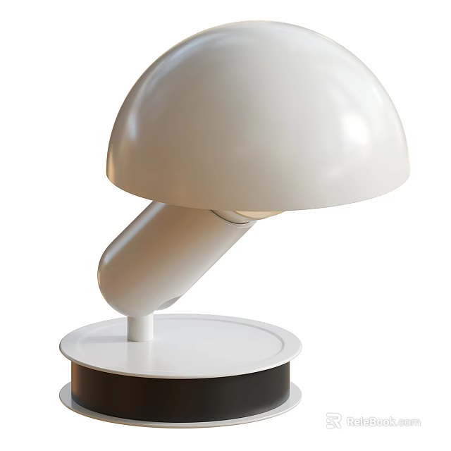White Mushroom Shaped Table Lamp With Circular Base And Modern Design 3d model 